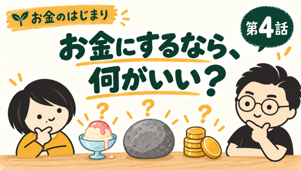 第4話 お金にするなら、何がいい？ アイス、石、硬貨を見て考えるたけちゃんとパパ